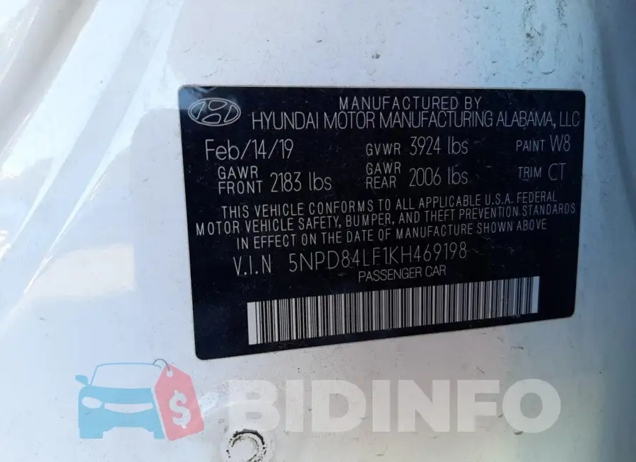 5NPD84LF1KH469198 Photo# 12