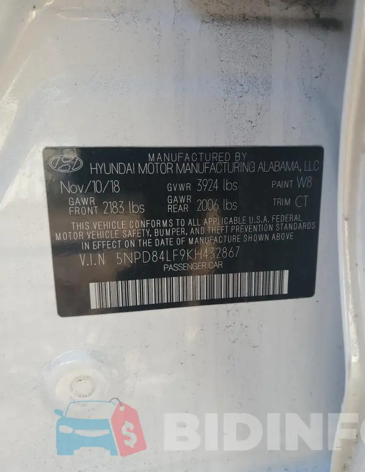 5NPD84LF9KH432867 Photo# 13