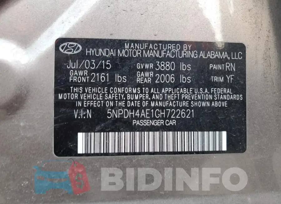 5NPDH4AE1GH722621 Photo# 14