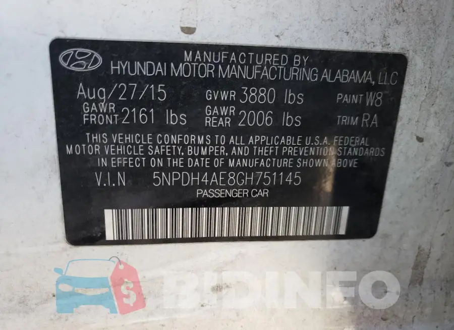 5NPDH4AE8GH751145 Photo# 13