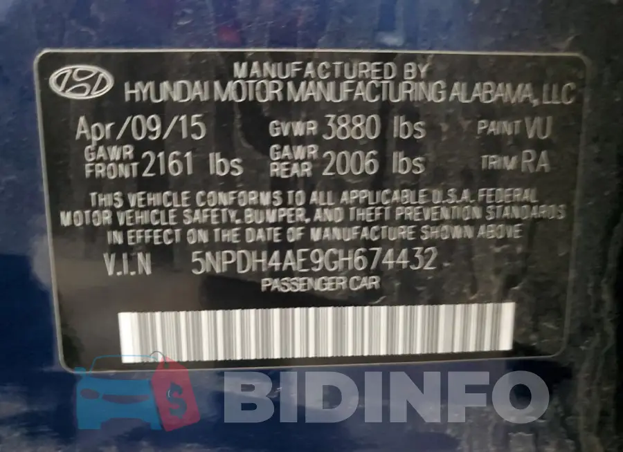 5NPDH4AE9GH674432 Photo# 13