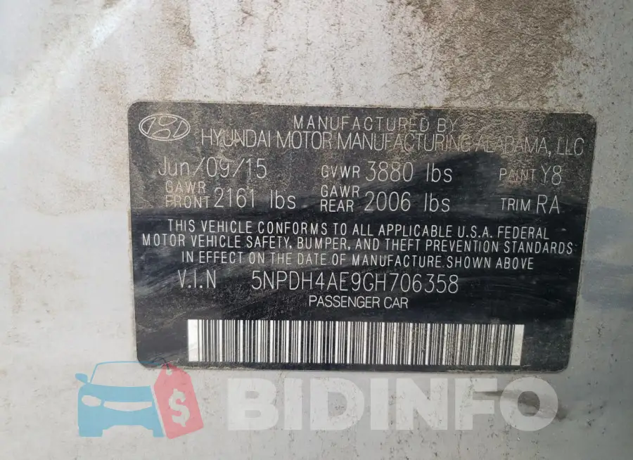 5NPDH4AE9GH706358 Photo# 12