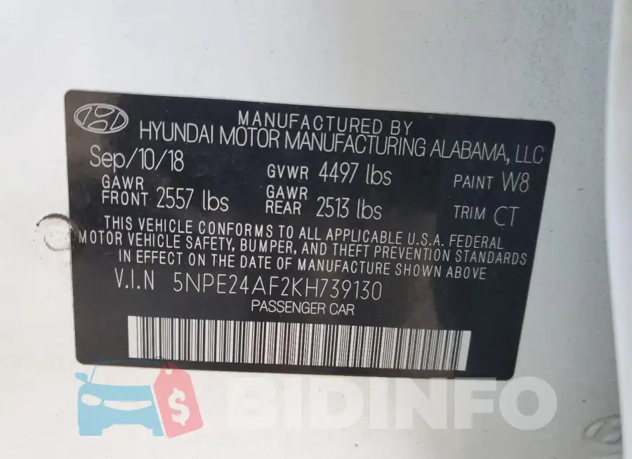 5NPE24AF2KH739130 Photo# 12