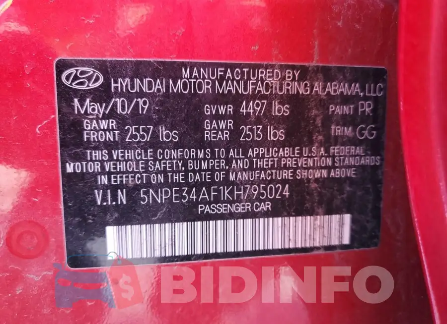 5NPE34AF1KH795024 Photo# 12