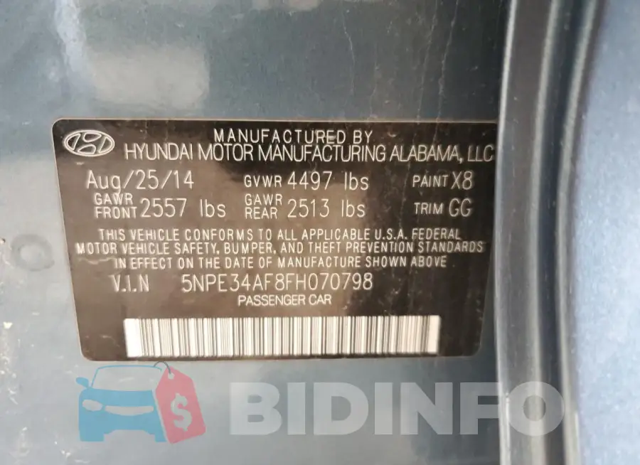 5NPE34AF8FH070798 Photo# 12