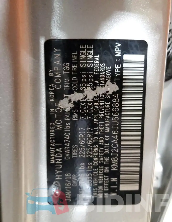 KM8J2CA46JU666884 Photo# 13