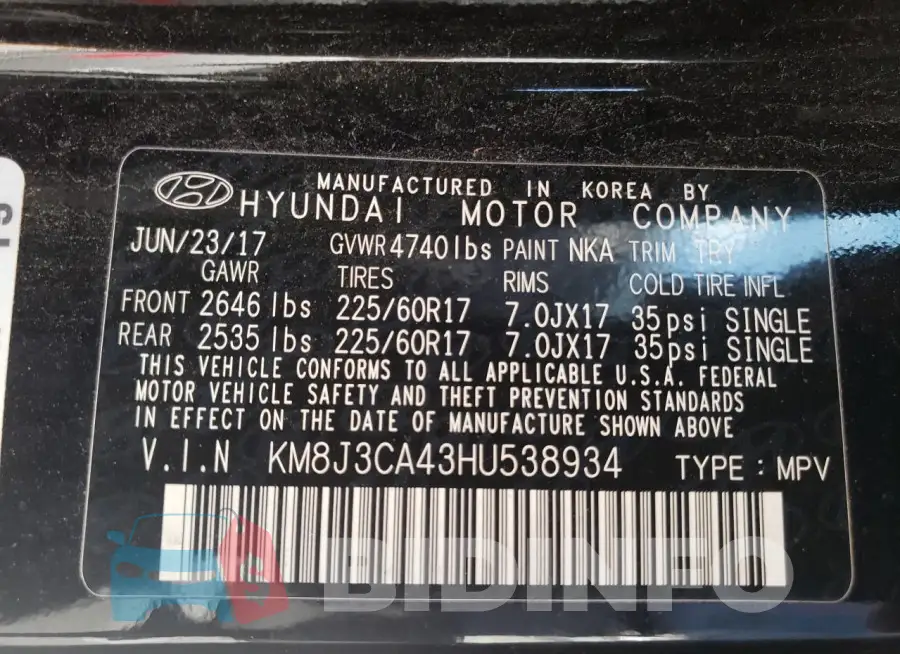 KM8J3CA43HU538934 Photo# 13
