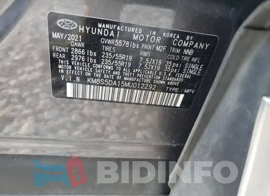 KM8S5DA15MU012292 Photo# 13