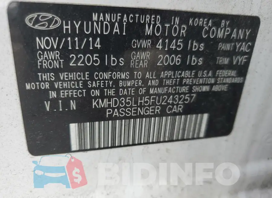 KMHD35LH5FU243257 Photo# 12