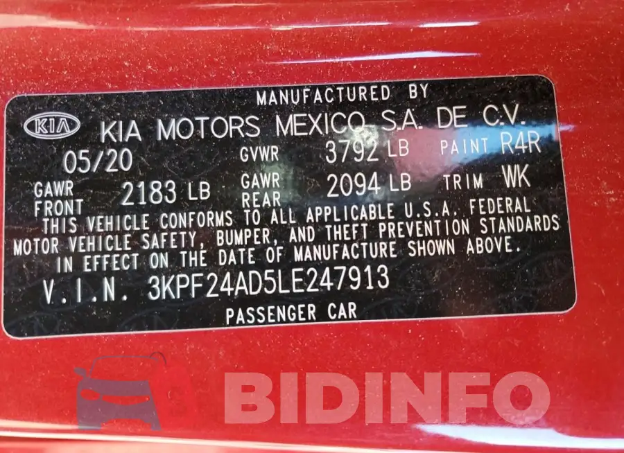 3KPF24AD5LE247913 Photo# 12