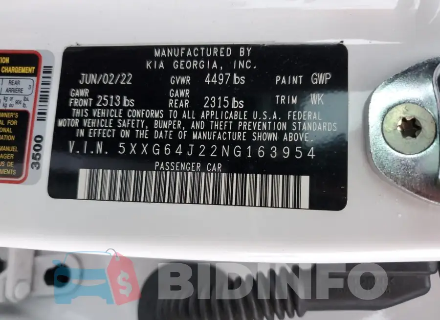 5XXG64J22NG163954 Photo# 12