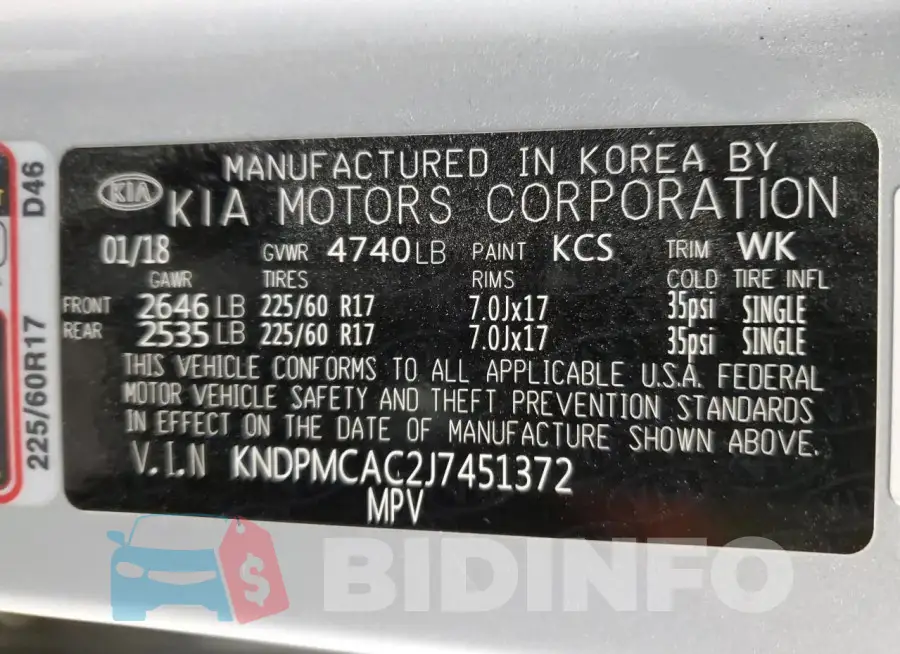 KNDPMCAC2J7451372 Photo# 12
