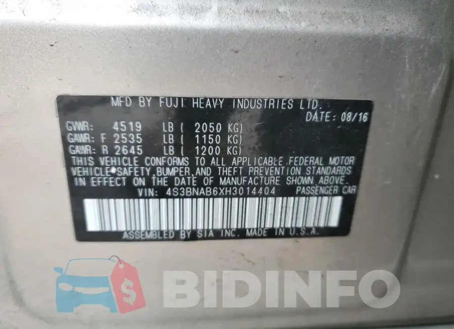 4S3BNAB6XH3014404 Photo# 12
