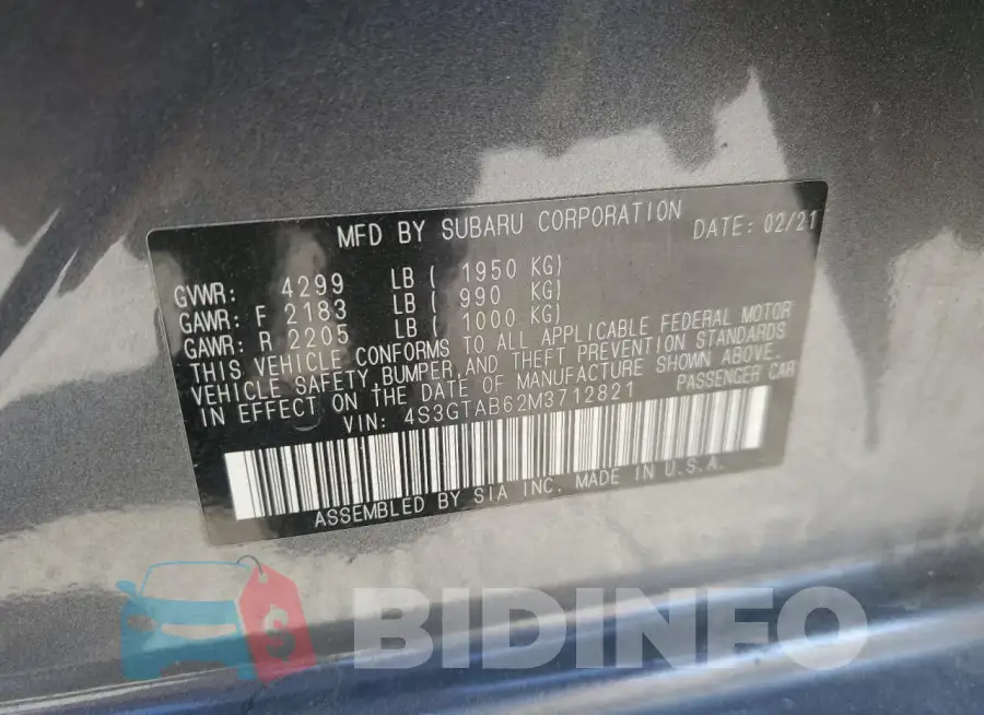4S3GTAB62M3712821 Photo# 12