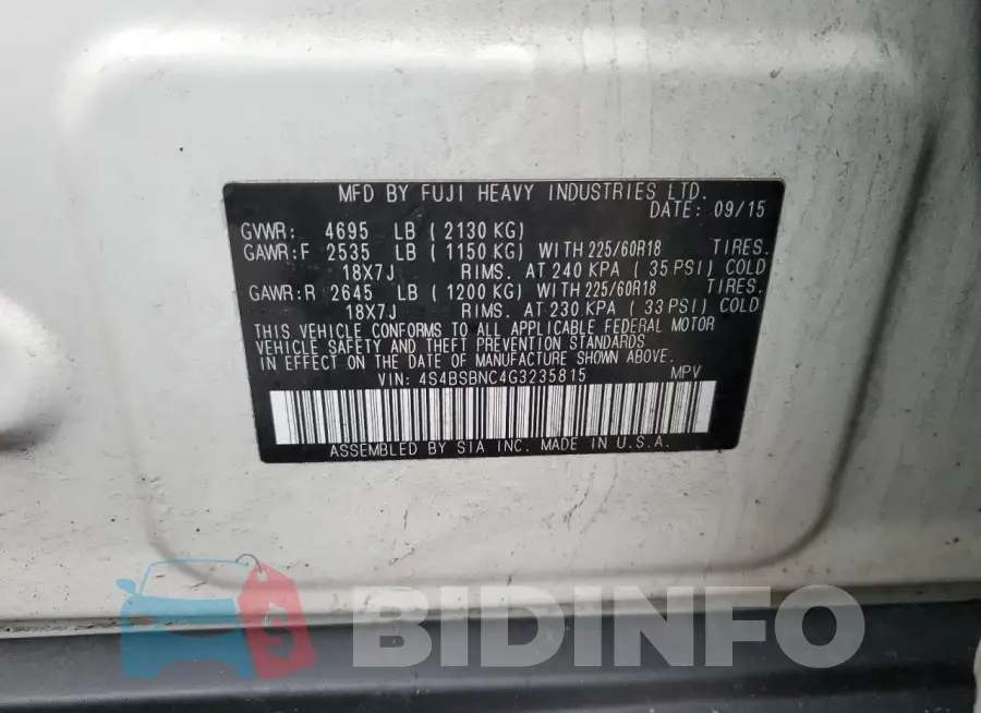 4S4BSBNC4G3235815 Photo# 13