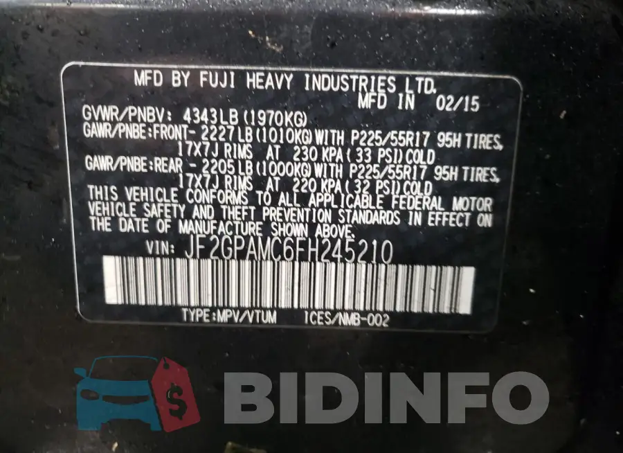 JF2GPAMC6FH245210 Photo# 12