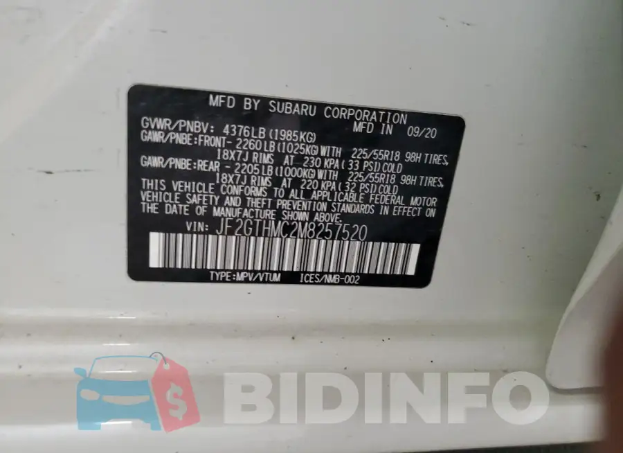JF2GTHMC2M8257520 Photo# 12