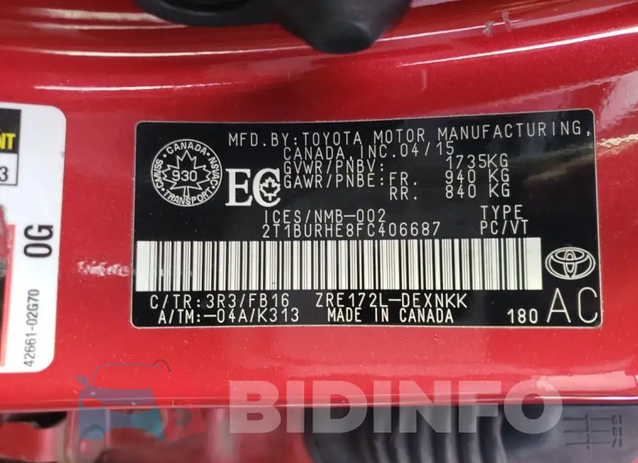 2T1BURHE8FC406687 Photo# 12