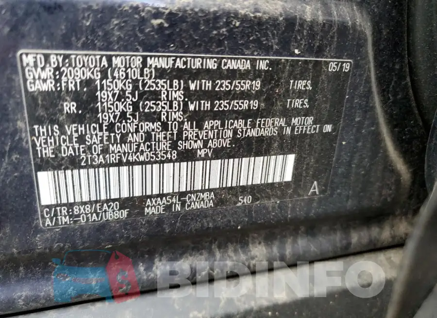2T3A1RFV4KW053548 Photo# 12