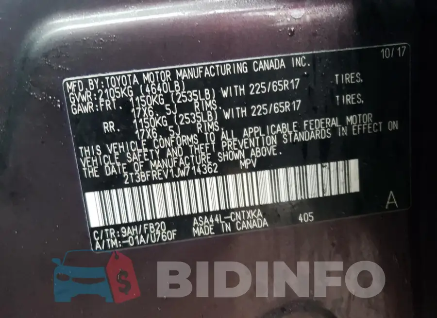 2T3BFREV1JW714362 Photo# 13