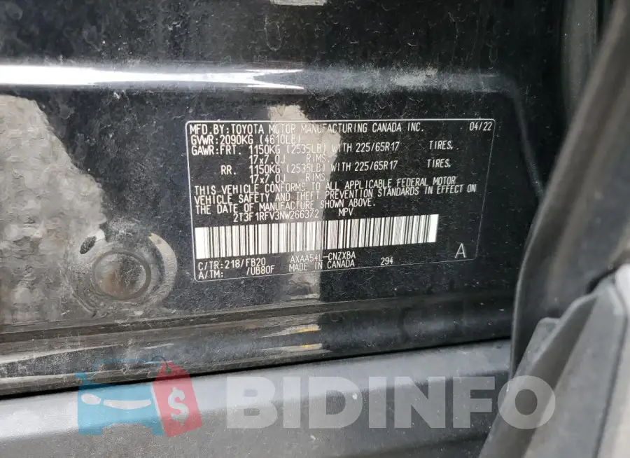2T3F1RFV3NW266372 Photo# 13