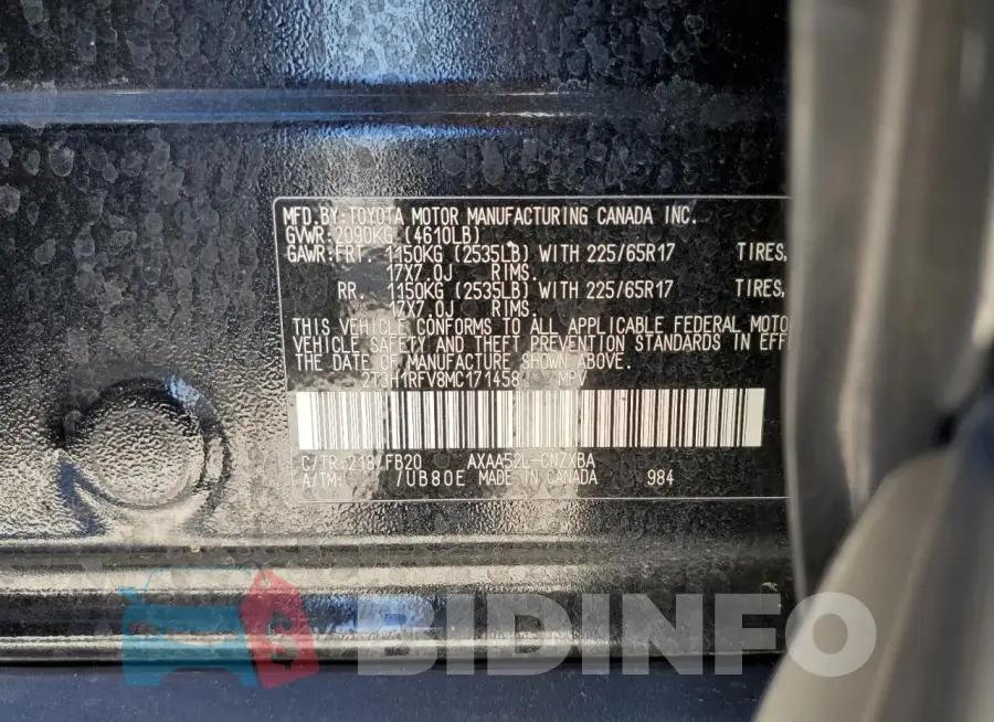 2T3H1RFV8MC171458 Photo# 13