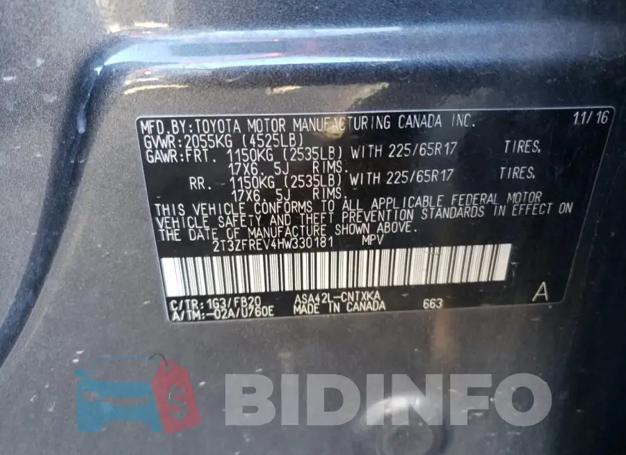 2T3ZFREV4HW330181 Photo# 12