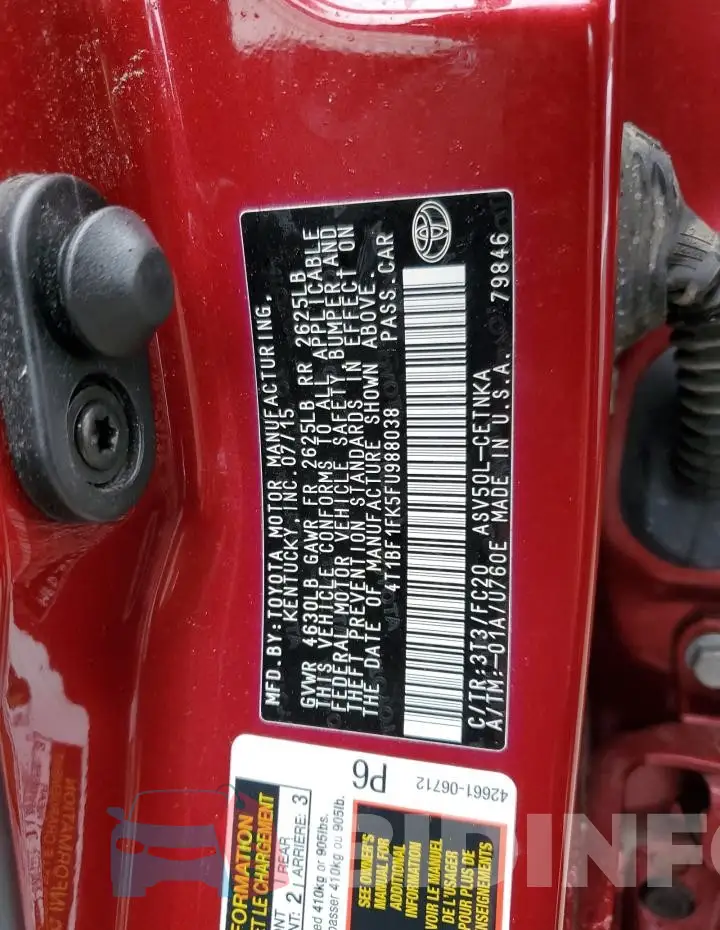 4T1BF1FK5FU988038 Photo# 12
