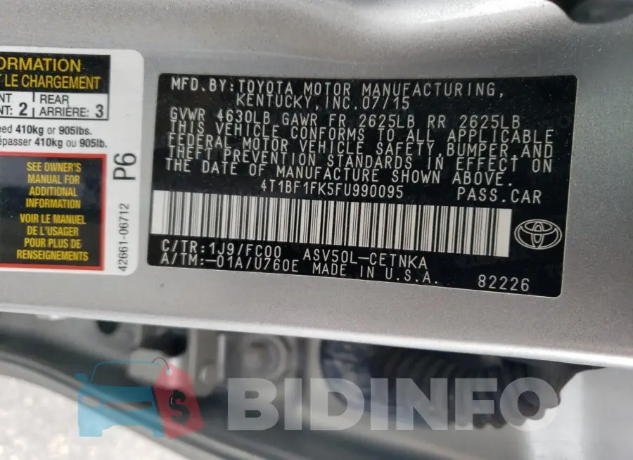 4T1BF1FK5FU990095 Photo# 12