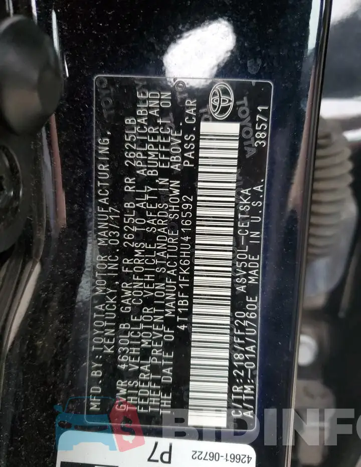 4T1BF1FK6HU416592 Photo# 12