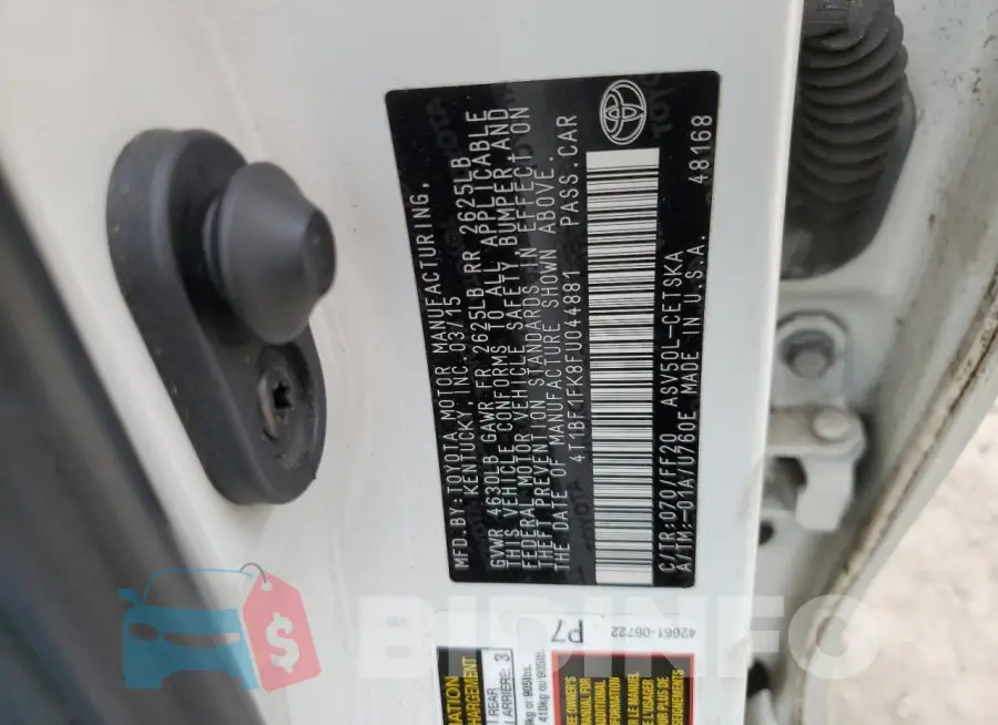 4T1BF1FK8FU044881 Photo# 13