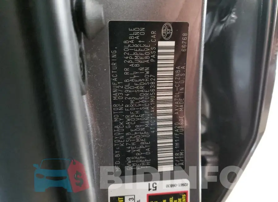 4T1C11AK1MU563827 Photo# 13