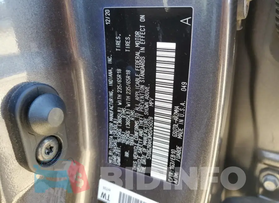 5TDGZRAH3MS045028 Photo# 12