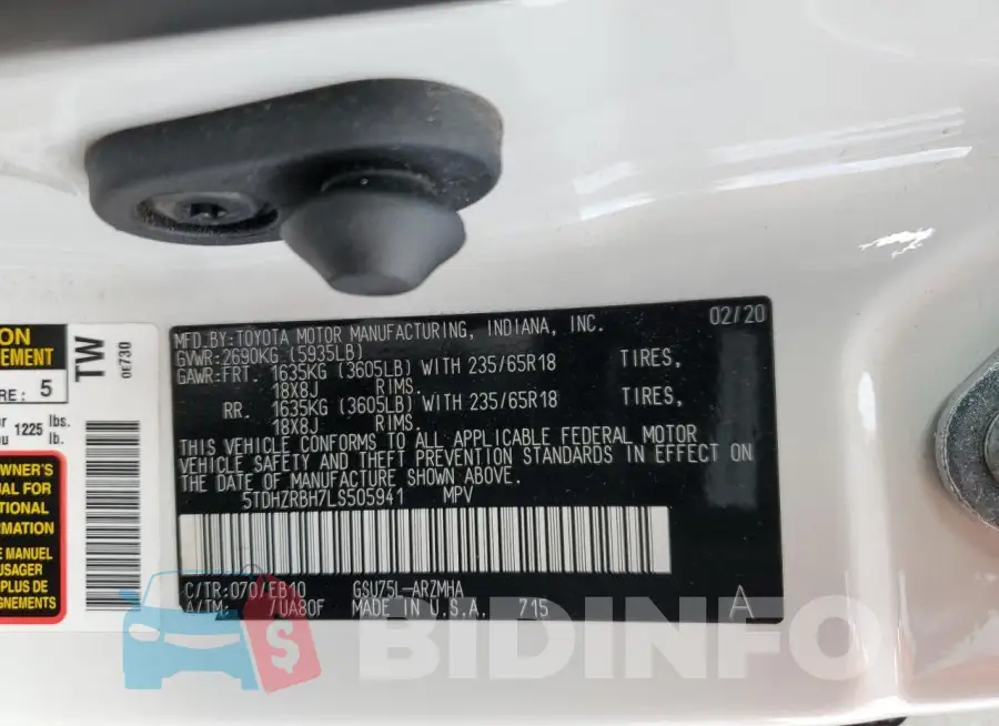 5TDHZRBH7LS505941 Photo# 13