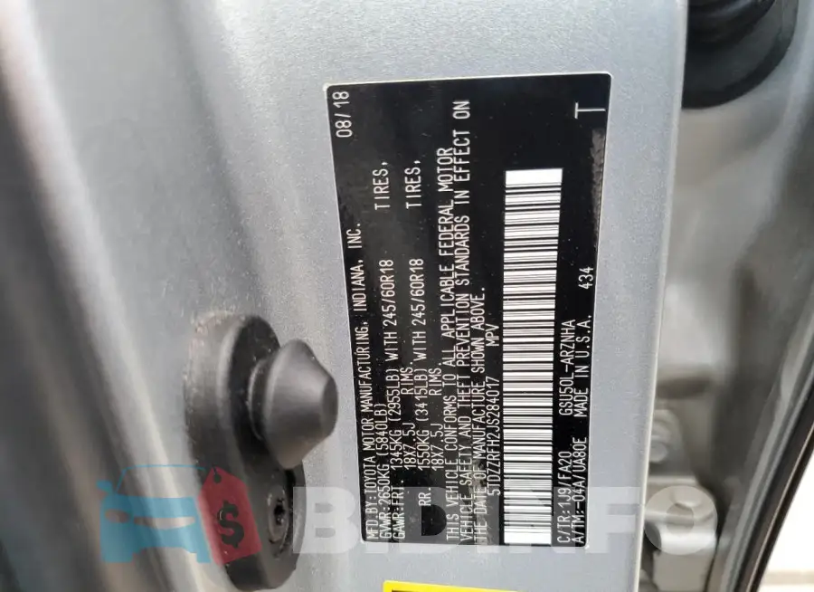 5TDZZRFH2JS284017 Photo# 14
