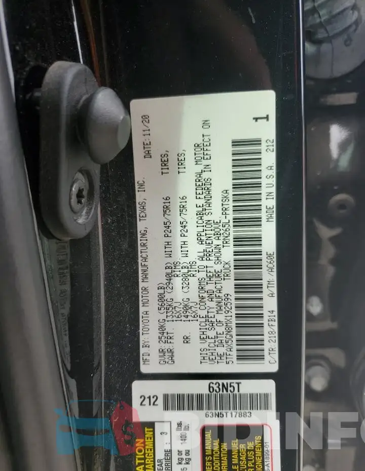 5TFAX5GN8MX192599 Photo# 12