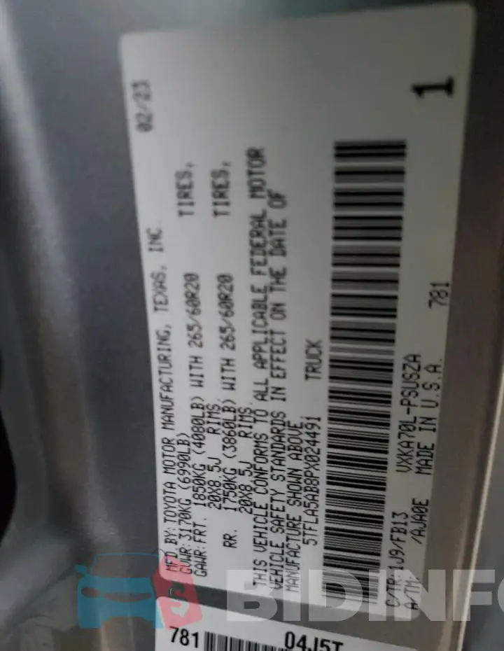 5TFLA5AB8PX024491 Photo# 12