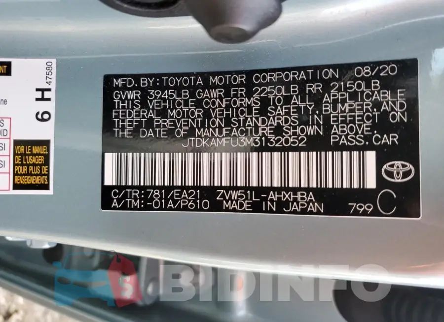 JTDKAMFU3M3132052 Photo# 13