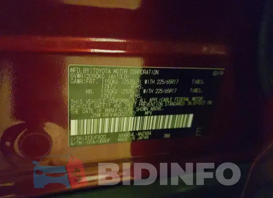 JTMF1RFV4KD021752 Photo# 13