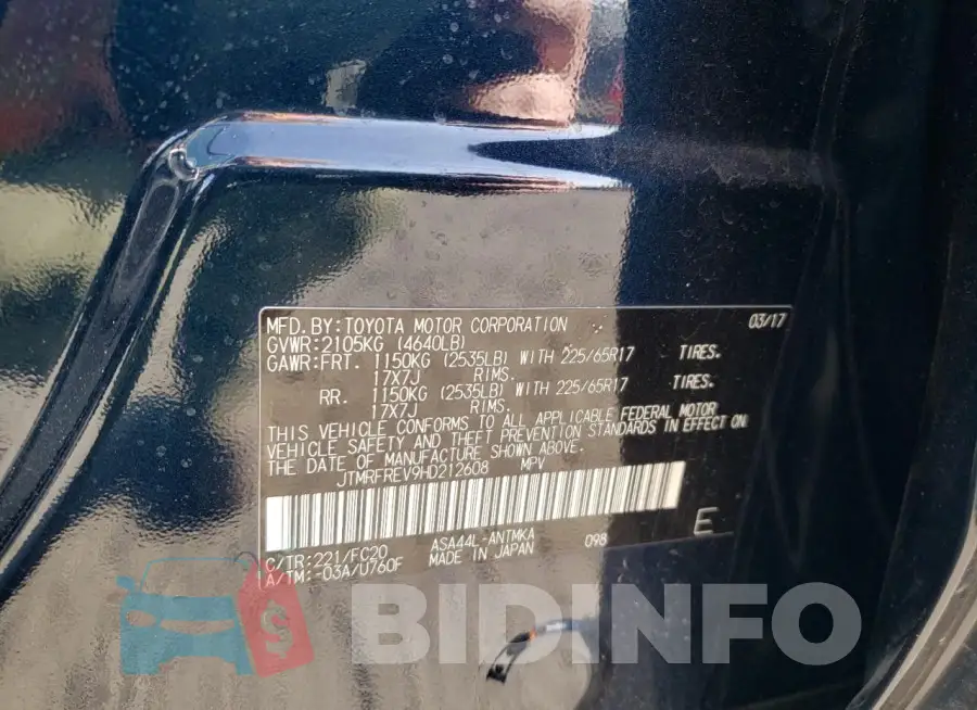 JTMRFREV9HD212608 Photo# 12