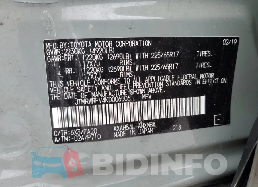 JTMRWRFV4KD006506 Photo# 12