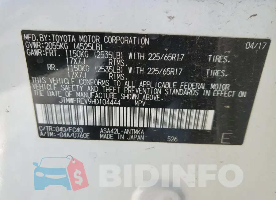 JTMWFREV9HD104444 Photo# 12