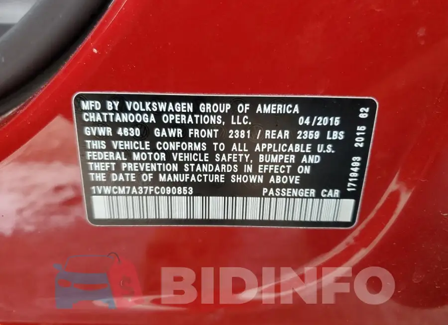 1VWCM7A37FC090853 Photo# 12
