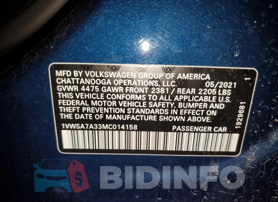 1VWSA7A33MC014158 Photo# 12