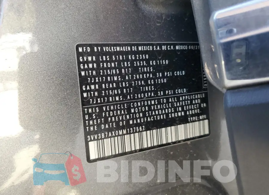 3VV3B7AX0MM137567 Photo# 13