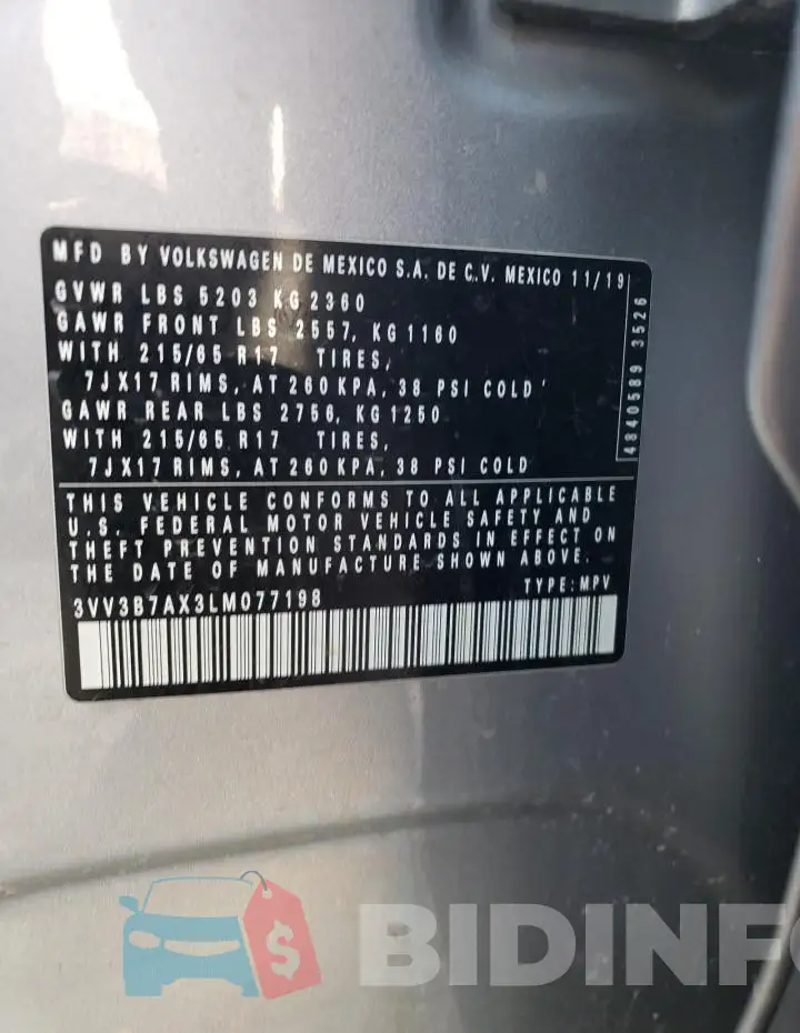 3VV3B7AX3LM077198 Photo# 10