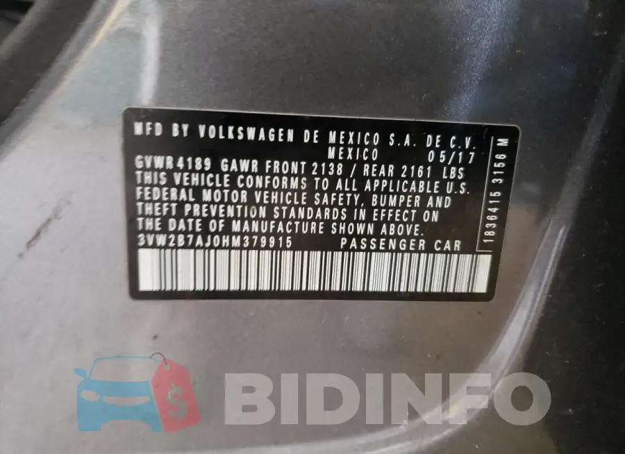 3VW2B7AJ0HM379915 Photo# 12