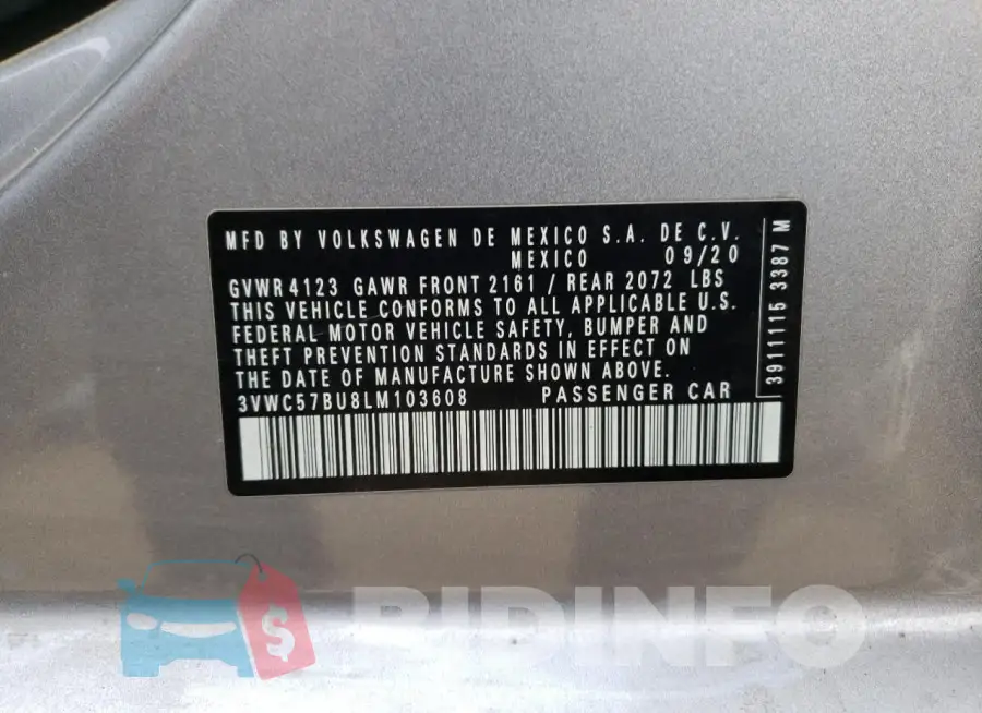 3VWC57BU8LM103608 Photo# 12