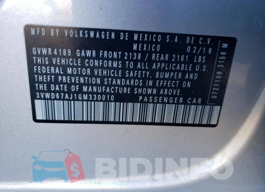 3VWD67AJ1GM330010 Photo# 13