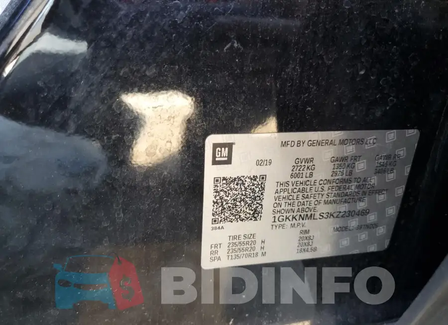 1GKKNMLS3KZ230469 Photo# 14